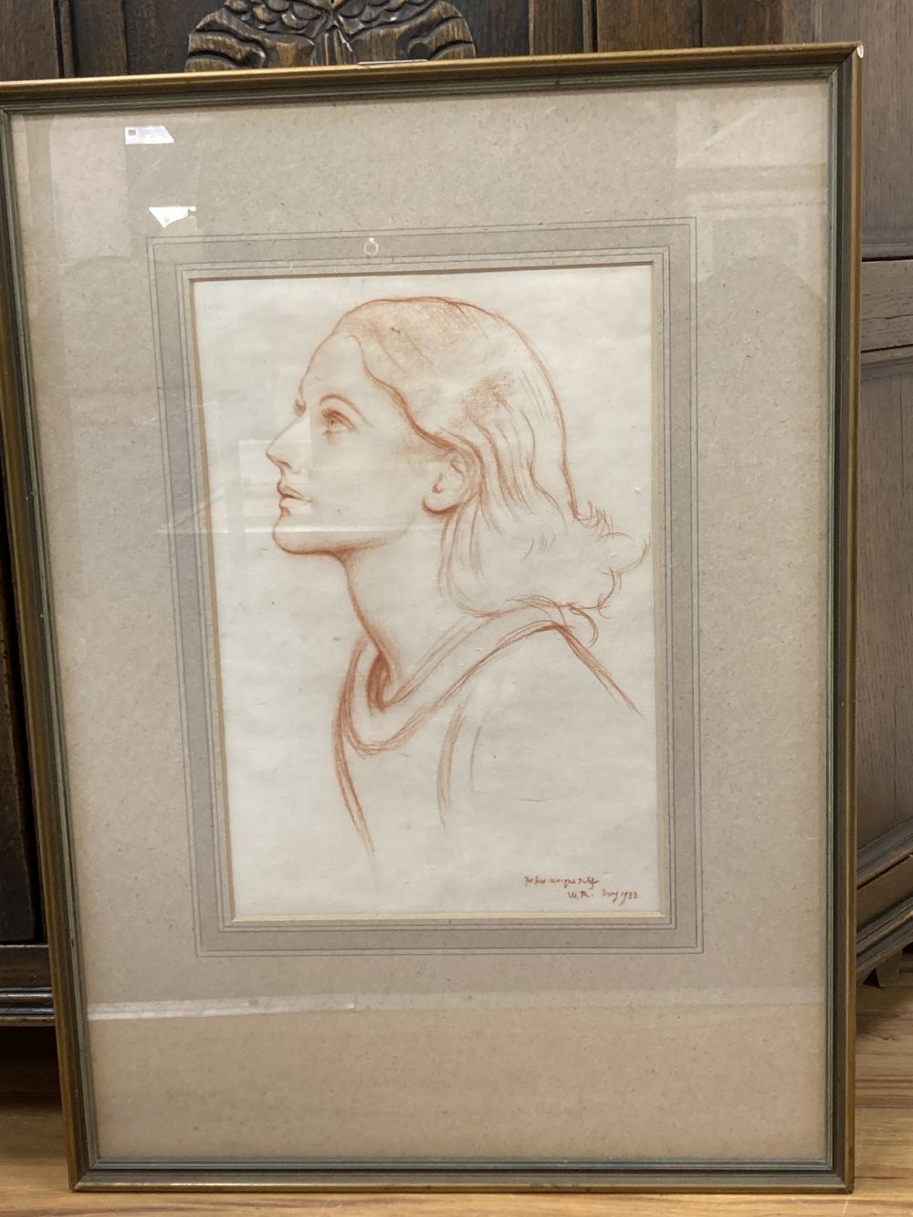 William Rothenstein (1872-1945), sepia chalk, Portrait of a young woman, initialled and dated 1933 and inscribed For her unique self,